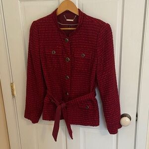 Women's Red Textured Boucle WHBM Jacket size 12